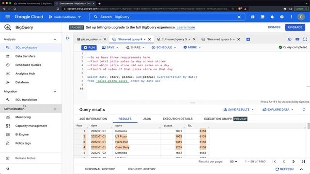 BigQuery WindowFunctions смотреть онлайн