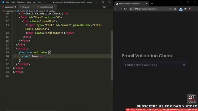 Check Email Validation with Javascript | Javascript Form Validation смотреть онлайн