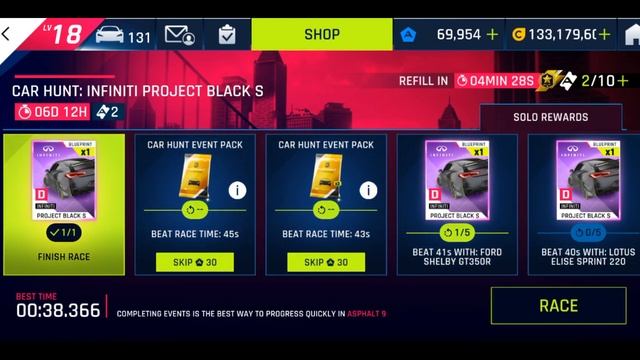 Asphalt 9 - INFINITI PROJECT BLACK S Car Hunt Touchdrive Guide смотреть онлайн