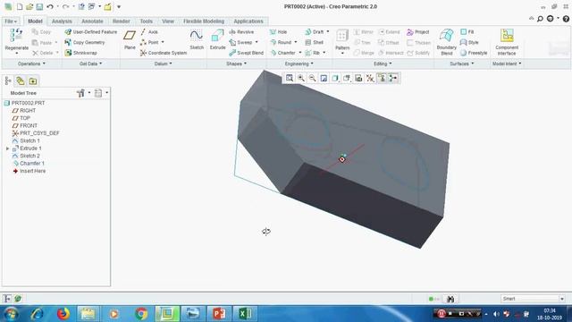 Creo part4 Shell, Rib, Thicken, Use edge, Offset edge, Datum point, Sketch mirror смотреть онлайн