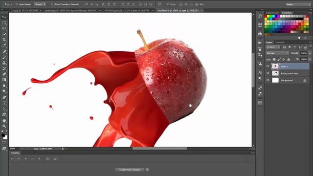 How to Make Apple Splash Paint in Photoshop cc 2017 смотреть онлайн