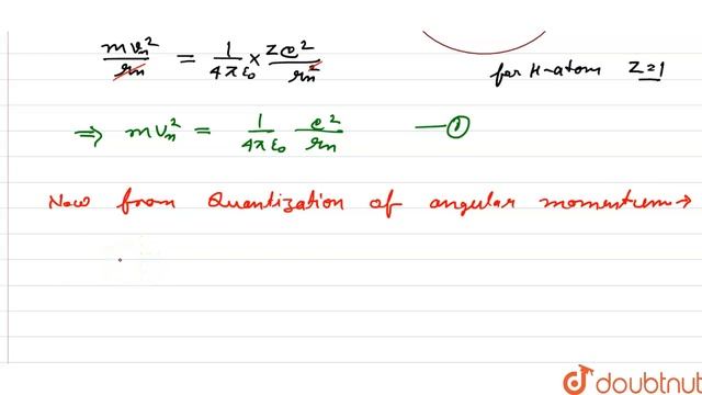 Derive an expression for the radius of `n^(th)` Bohr�s orbit in Hydrogen atom. смотреть онлайн