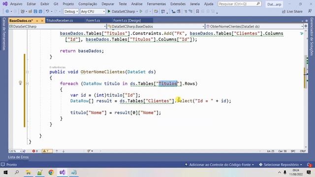 DataSet com DataGridView com C#. Visual Studio 2022 / 2019 смотреть онлайн