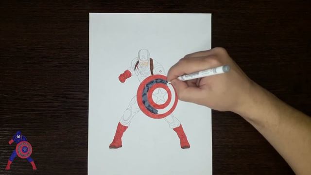 Раскраска Капитан Америка / Coloring Captain America / Как раскрасить раскраску Капитана Америка смотреть онлайн
