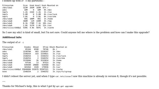No space left on device when upgrading Debian 7 to 8 смотреть онлайн
