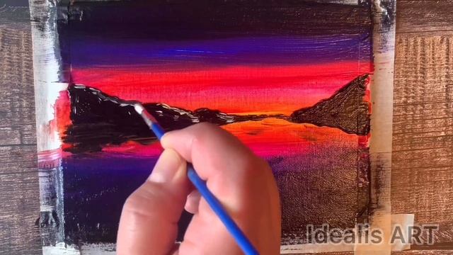 Как нарисовать звёздное небо акрилом для начинающих. Acrylic painting of starry sky step by step смотреть онлайн