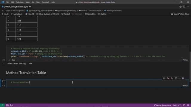Python | Data Type | String | translate() Method Using Translation Table смотреть онлайн
