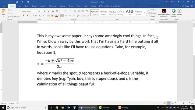 Centering equations with a right-justified number in Microsoft Word смотреть онлайн