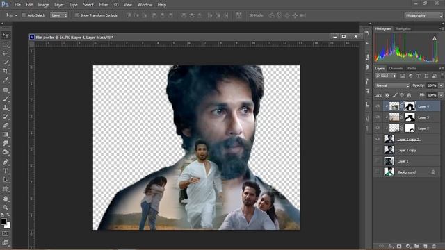 FILM POSTER DESIGNING IN PHOTOSHOP | DOUBLE EXPOSURE EFFECT | SHAHID MOVIE KABIR SINGH POSTER смотреть онлайн