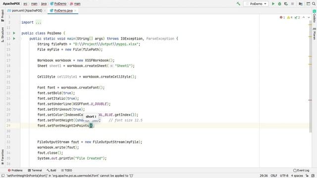 Apache POI Set Font, Apache POI font size, Apache POI Font Style смотреть онлайн
