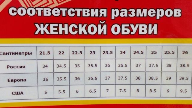 Таблица соответствия размеров женской обуви смотреть онлайн
