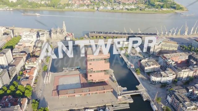 Inscription on video. Antwerp, Belgium. MAS Museum (Museum aan de Stroom). Glitch effect text, Aeri смотреть онлайн