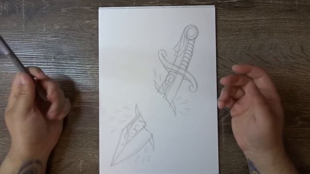 How to draw a Dagger (Tattoo style) смотреть онлайн