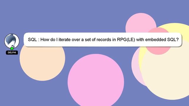 SQL : How do I iterate over a set of records in RPG(LE) with embedded SQL? смотреть онлайн