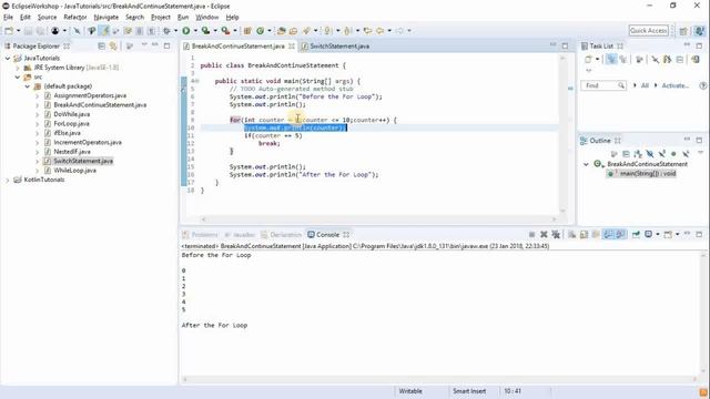 Java Tutorials : Break and Continue Statement смотреть онлайн