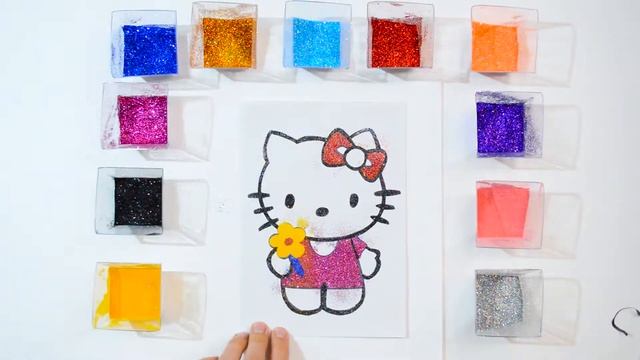 Hello Kitty Раскраска блёстками для девочек / Учим цвета на русском языке смотреть онлайн