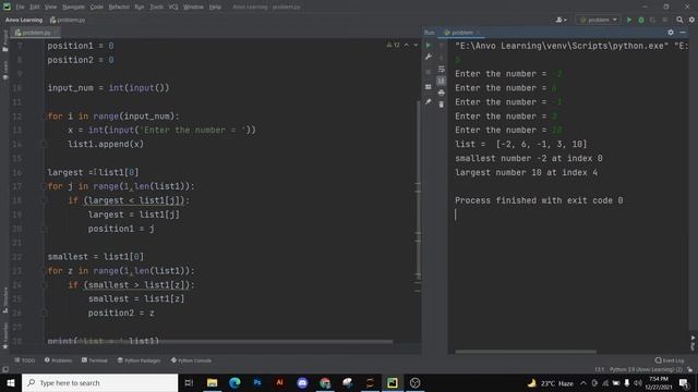 Print the smallest & largest number from list & their position | Not using function| Python |Englis смотреть онлайн