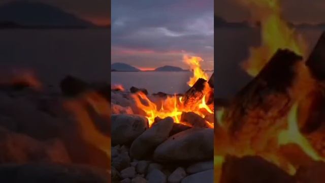 Звуки природы на вечернем озере для отдыха и сна, АСМР.?? Костёр и пение птиц. смотреть онлайн