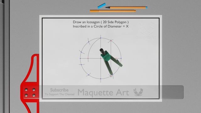 How to Draw an Icosagon (20 Side Polygon) Inscribed in a Circle смотреть онлайн