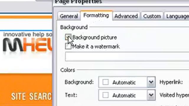 Microsoft Office FrontPage 2003 Add A Background Picture To A Web Page