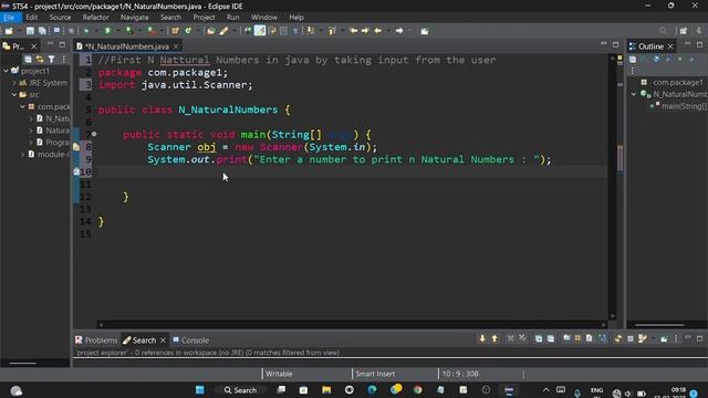 Printing first N natural numbers in java by taking input from the user . смотреть онлайн