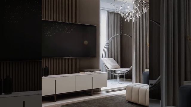 ДИЗАЙН ИНТЕРЬЕРА ГОСТИНОЙ С БАЛКОНОМ, проект Мосфильмовская, 2020 г. смотреть онлайн