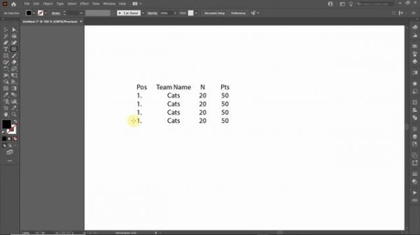 Table in Adobe Illustrator