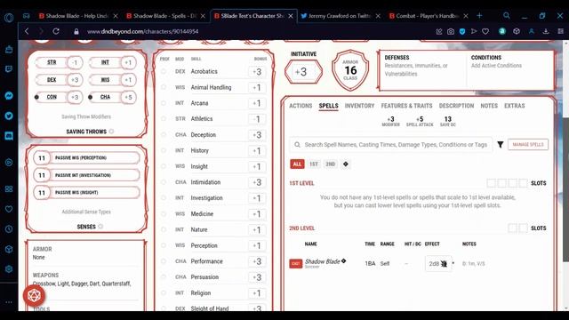 Using Shadow Blade On Your Character Sheet - D&D Beyond смотреть онлайн