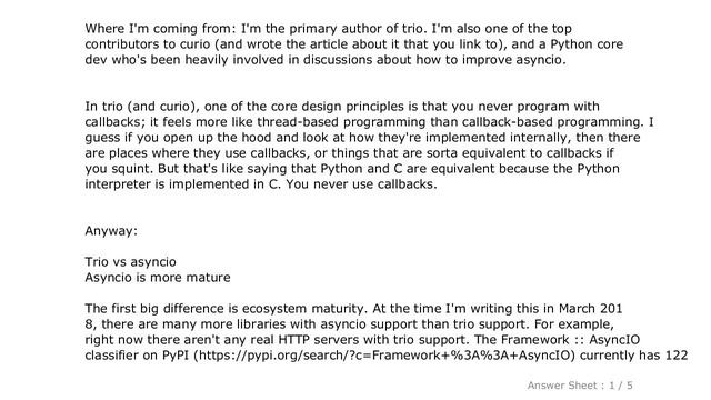 PYTHON : What is the core difference between asyncio and trio? смотреть онлайн