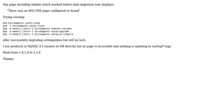 Magento: Why my migration M1 to M2 result in error 404 on all pages?