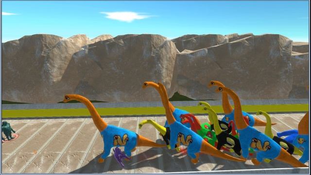 TEAM brachiosaurus vs all carnivorous monsters _ Animal Revotl Simulator смотреть онлайн