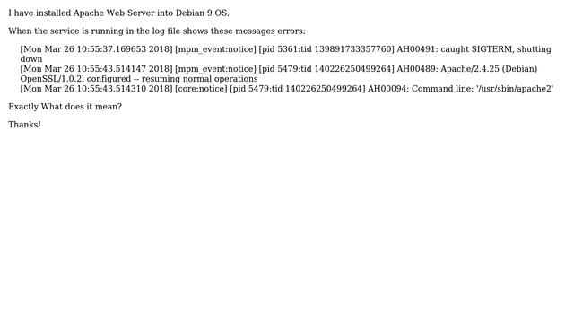 Debian 9 - Apache 2.4.25 - Messages Error смотреть онлайн