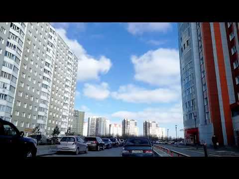 Timelapse Of Cityscape. White Clouds. Surgut, Russia.