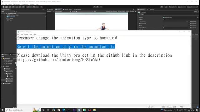 Convert FBX Motion To VMD Tutorial With Unity Project Link In Description