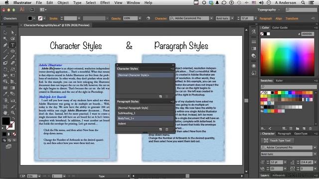 Adobe Illustrator CC Tutorial | Creating Character And Paragraph Styles смотреть онлайн