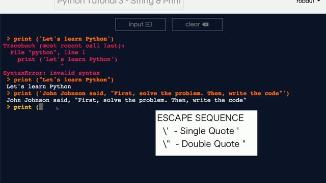 Python Beginner Tutorial 3 - String and Print Statements смотреть онлайн
