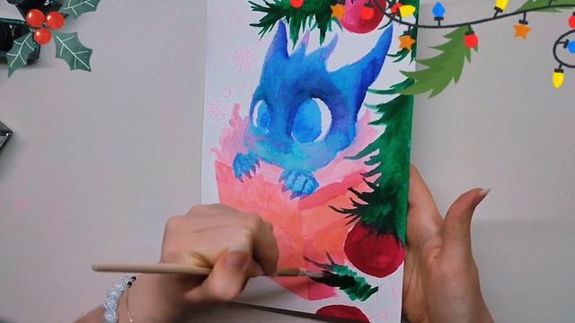 ? КАК НАРИСОВАТЬ НОВОГОДНЕГО МИЛОГО ДРАКОНА ? | Рисую тушью, как рисовать в смешанной технике смотреть онлайн