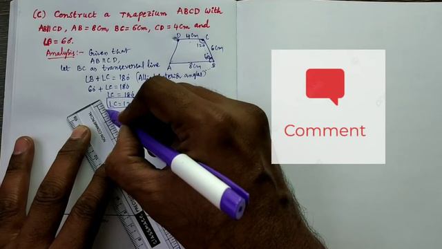 Construct a Trapezium ABCD with AB||CD, AB=8cm,BC=6cm,CD=4cm and ∠B=60° смотреть онлайн