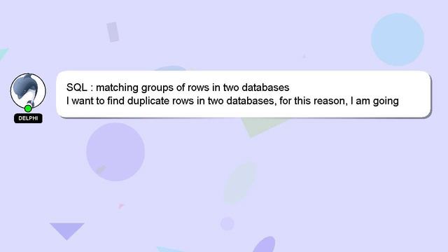 SQL : matching groups of rows in two databases смотреть онлайн