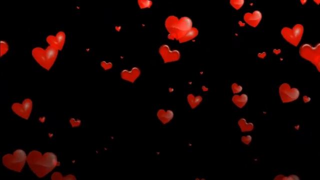 Видеофон летающие медлено вниз сердечки на черном фоне Videophone Hearts Flying Slowly Down On
