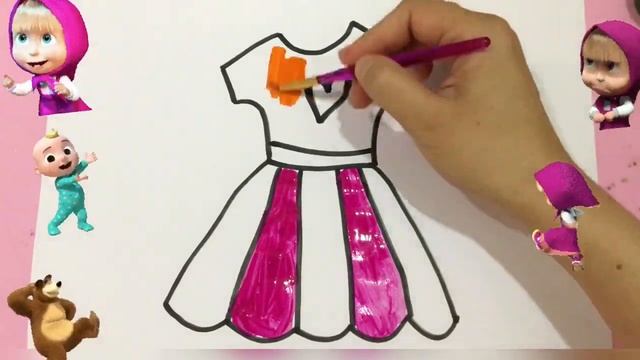 How to draw and color dress |Как нарисовать платье |como dibujar un vestido смотреть онлайн