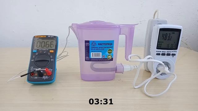 Тестирование электрочайника Мастерица ЭЧ 0,5/0,5-220. Закипание воды объёмом 0,5 литра смотреть онлайн
