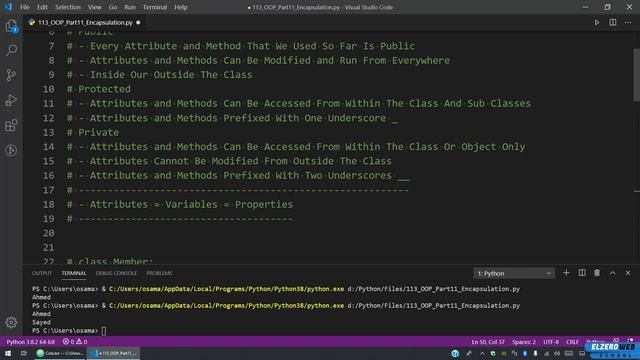 Learn Python in Arabic #113 - OOP Part 11 - Encapsulation смотреть онлайн