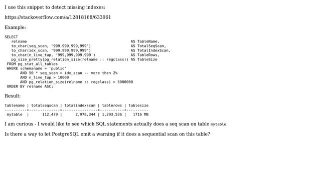 Databases: PostgreSQL: Log statements which do sequential scans смотреть онлайн