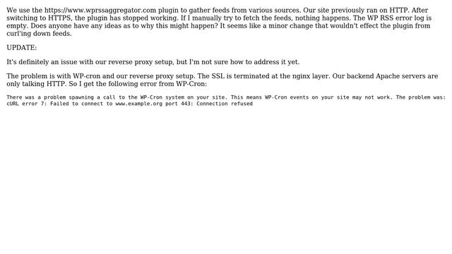 Wordpress: WP RSS Aggregator plugins breaks after switch to HTTPS смотреть онлайн
