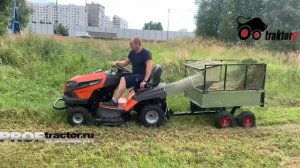 Огромный травосборник на садовый трактор. Прицеп ZimAni..mp4