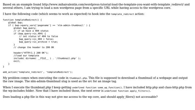 How do I attach a php file to an arbitrary slug and still have access to the wp-core functions? смотреть онлайн
