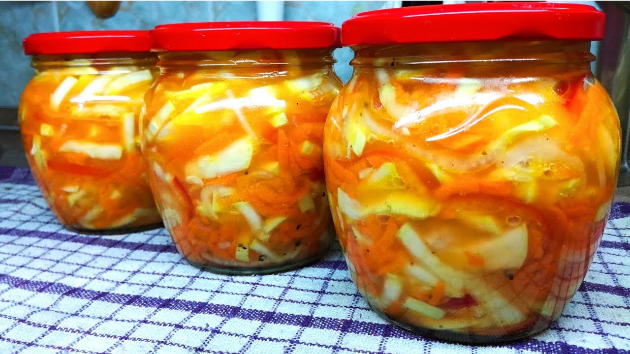 Салат из кабачков на зиму ?Очень вкусный рецепт. Эта закуска из кабачков получится у всех. смотреть онлайн