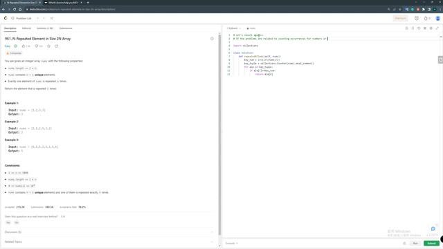 【Leetcode II 46/50】961. N-Repeated Element in Size 2N Array (~Easy) смотреть онлайн
