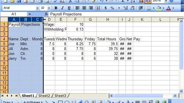 Excel 2003 Tutorial Adjusting Column Width & Row Height Microsoft Training Lesson 6.2 смотреть онлайн
